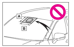 Toyota RAV4 windshield area that must remain clear around the front camera