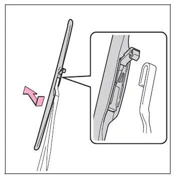 Windshield wiper blade sliding off the wiper arm