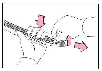 Rear window wiper insert being pulled past the blade stopper