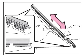 Rear wiper blade claws correctly seated in the insert grooves