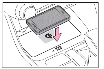 Portable device correctly positioned on the Toyota RAV4 wireless charging tray