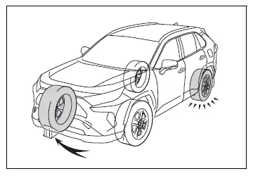 Correct wheel chock placement when replacing a front tire