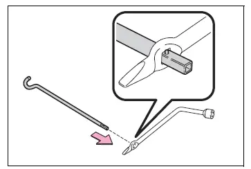 Jack handle and wheel nut wrench assembly for models not made in Japan