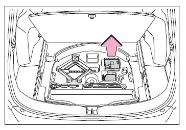 Removing the emergency tire puncture repair kit from under the deck board