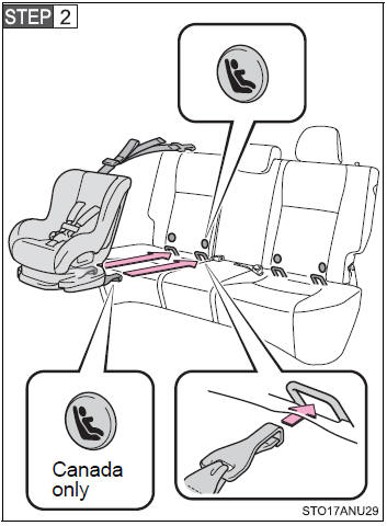 Latch the hooks of the lower straps onto the LATCH anchors. If the child restraint