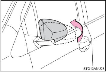 Push the mirror back in the direction of the vehicle’s rear.