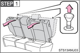 Pull the lock release knob and fold down the seatback until it reaches the position