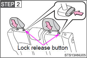 Align the head restraint with installation holes and push it down to the lock