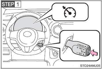 Press the “ON-OFF” button to activate the cruise control. Cruise control indicator