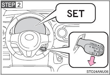 Accelerate or decelerate the vehicle to the desired speed, and push the lever