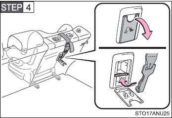 Open the anchor bracket cover, latch the hook onto the anchor bracket and tighten