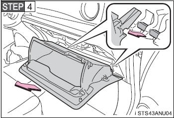 Pull out the glove box and disconnect the lower claws.