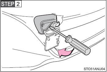 To protect the bodywork, place a rag between the screwdriver and the vehicle