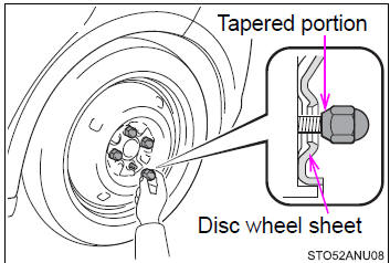 When replacing a steel wheel with a compact spare tire, tighten the wheel nuts