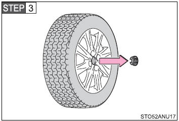 Vehicles with an aluminum wheels, remove the center wheel ornament by pushing
