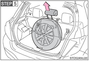 Lay the flat tire on the luggage floor so that the outer side of the tire wheel