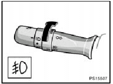 To turn on the front fog lights, twist the band of the headlight and turn