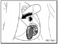 “START”—Starter motor on. The key will return to the “ON” position when released.