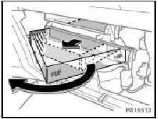 3. Pull out the filter and rotate it as shown in the illustration to remove.