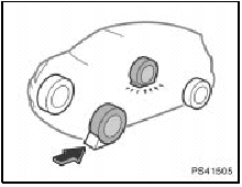 2. Block the wheel diagonally opposite the flat tire to keep the vehicle from