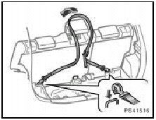 2. Hook each belt end to the corresponding anchor brackets. Then, put the center