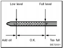 With the engine at operating temperature and turned off, check the oil level