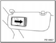 To use the vanity mirrors, swing down the sun visor and slide the cover.