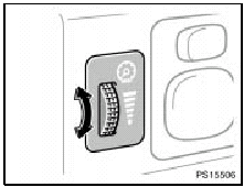 To adjust the brightness of the instrument panel lights, turn the dial.