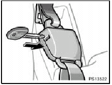 To release the hooked end tab, insert the key into the hole on buckle 1 and allow